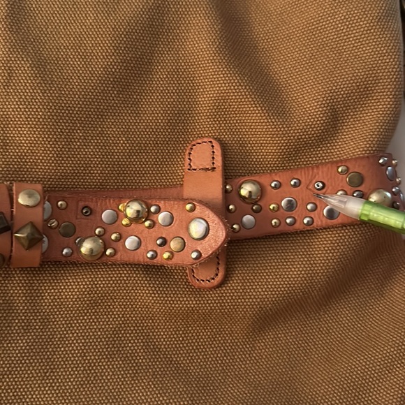 LUCKY BRAND Calexico Crossbody Purse Canvas Leather Studded Camel Tan Brown - Picture 15 of 16